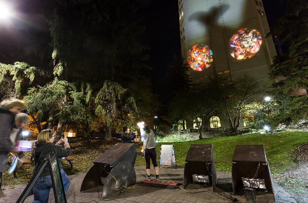Skyreach, 2016; installation view, Petite Nuit (Nuit Blanche), Edmonton, 2016