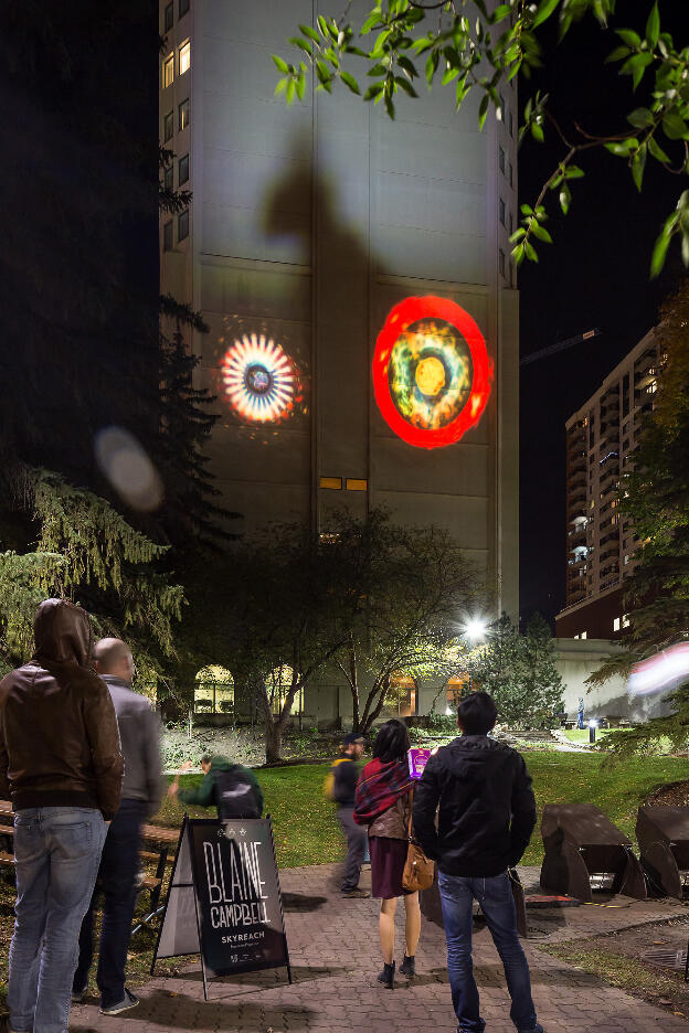 Skyreach, 2016; installation view, Petite Nuit (Nuit Blanche), Edmonton, 2016